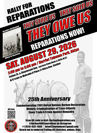 Rally for Reparations on Friday, August 29, 2026
